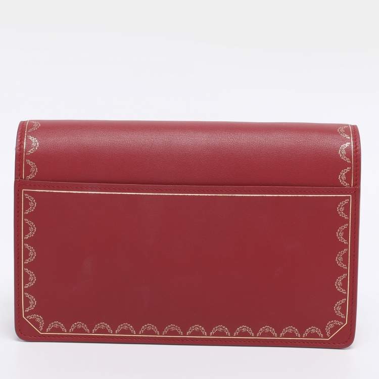 Pre Owned Cartier Red Leather Guirlande de Cartier Wallet On Chain