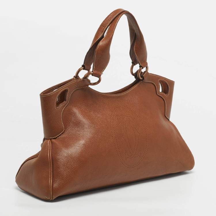 Pre Owned Cartier Brown Leather Large Marcello de Cartier Bag