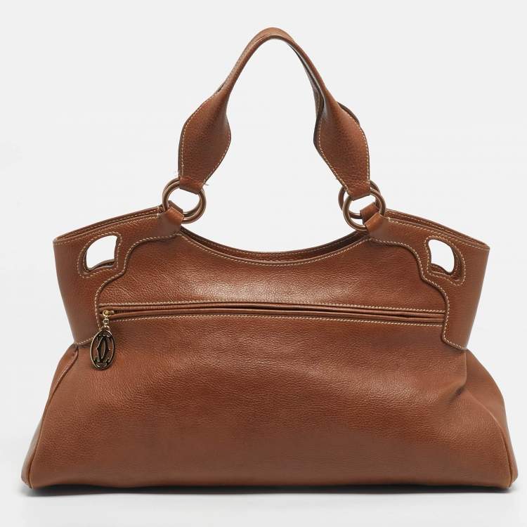 Pre Owned Cartier Brown Leather Large Marcello de Cartier Bag