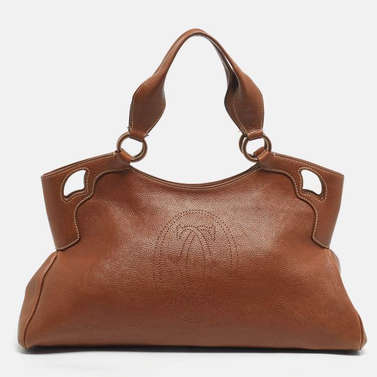 Pre Owned Cartier Brown Leather Large Marcello de Cartier Bag