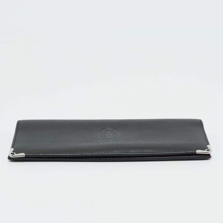 Pre Owned Cartier Black Leather Must de Cartier International Wallet