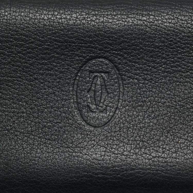 Pre Owned Cartier Black Leather Must de Cartier International Wallet
