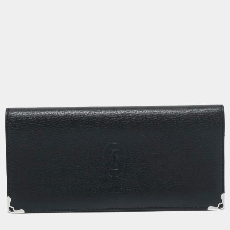 Pre Owned Cartier Black Leather Must de Cartier International Wallet