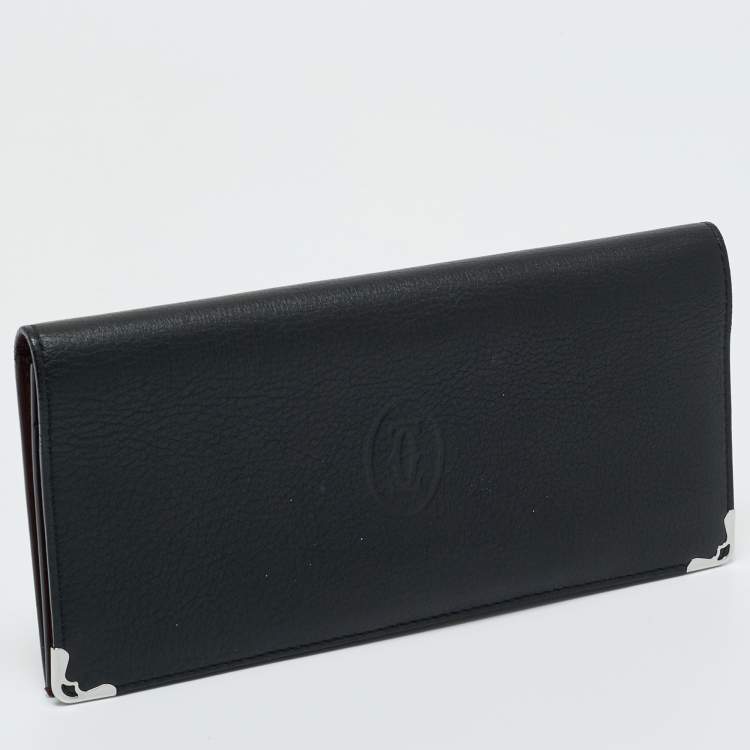 Pre Owned Cartier Black Leather Must de Cartier International Wallet