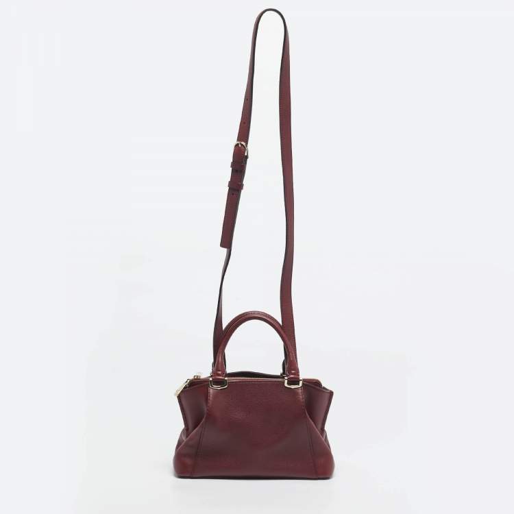 Pre Owned Cartier Dark Red Leather Mini C de Cartier Bag