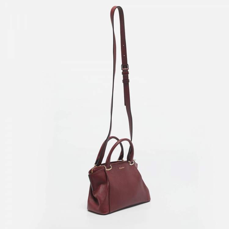 Pre Owned Cartier Dark Red Leather Mini C de Cartier Bag