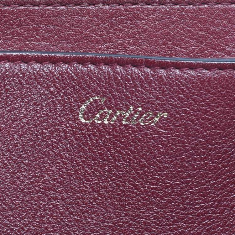 Pre Owned Cartier Dark Red Leather Mini C de Cartier Bag