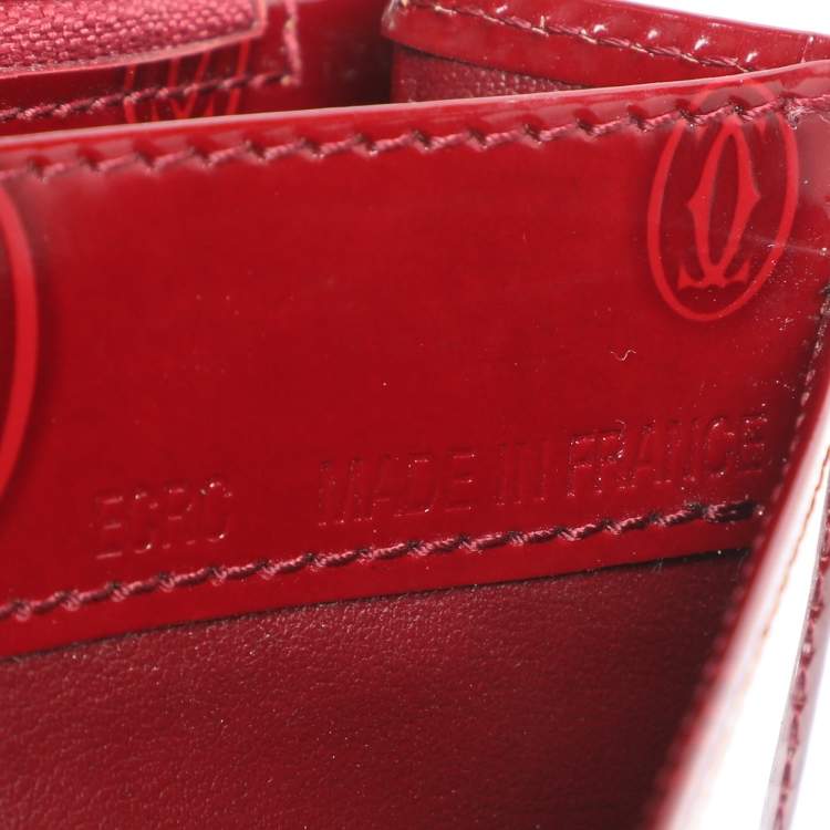 Pre Owned Cartier Maroon Patent Leather Happy Birthday Continental Wallet
