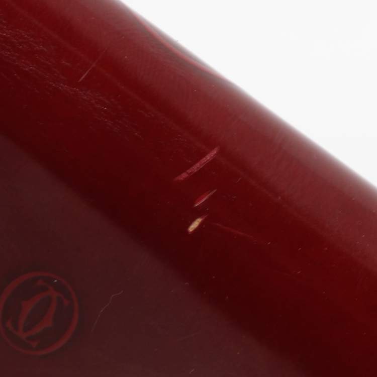Pre Owned Cartier Maroon Patent Leather Happy Birthday Continental Wallet