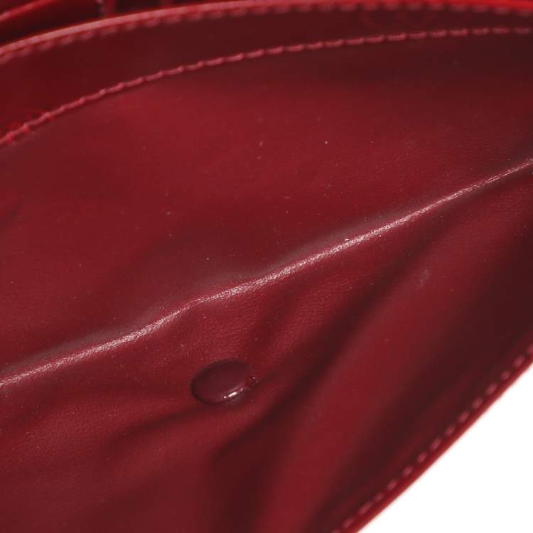 Pre Owned Cartier Maroon Patent Leather Happy Birthday Continental Wallet