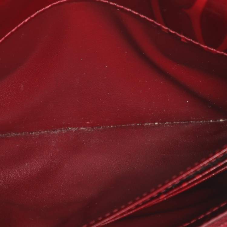 Pre Owned Cartier Maroon Patent Leather Happy Birthday Continental Wallet