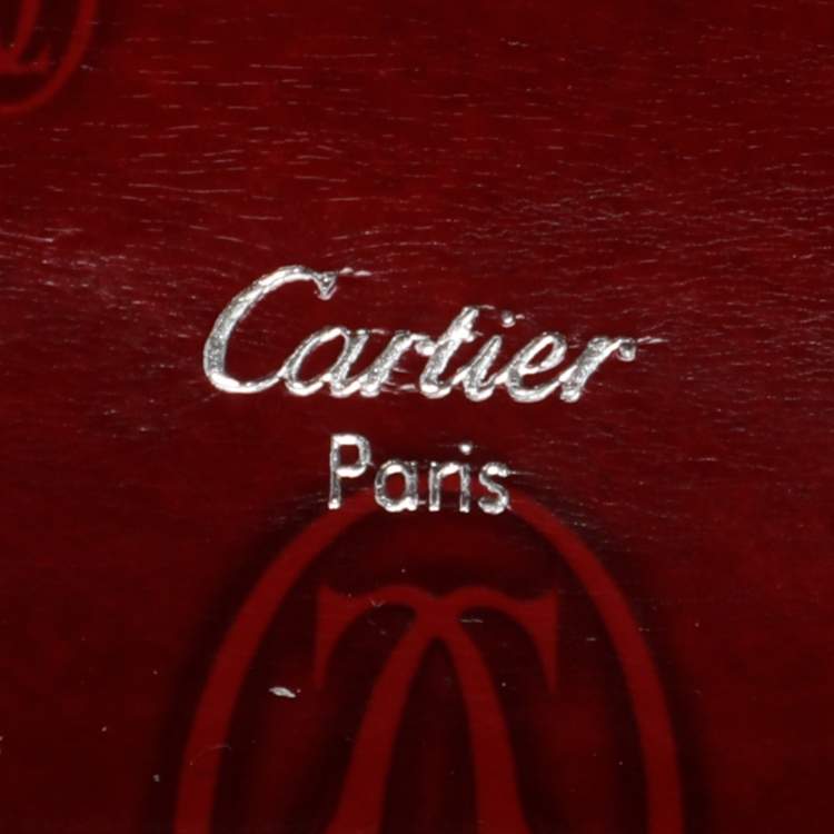 Pre Owned Cartier Maroon Patent Leather Happy Birthday Continental Wallet