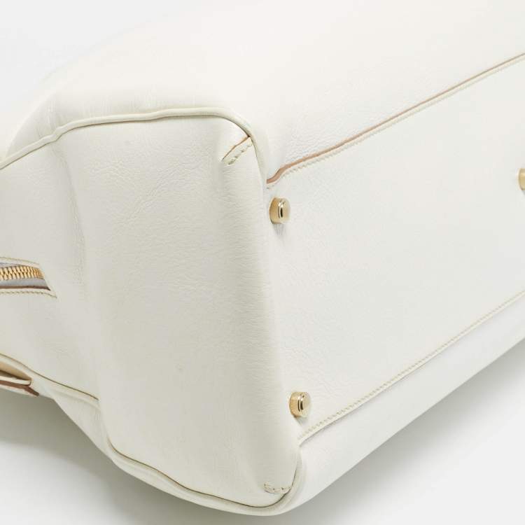 Pre Owned Cartier White Leather Large Marcello de Cartier Bag