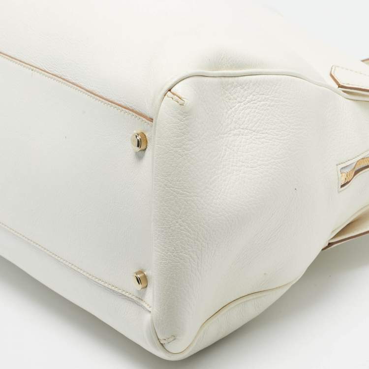 Pre Owned Cartier White Leather Large Marcello de Cartier Bag