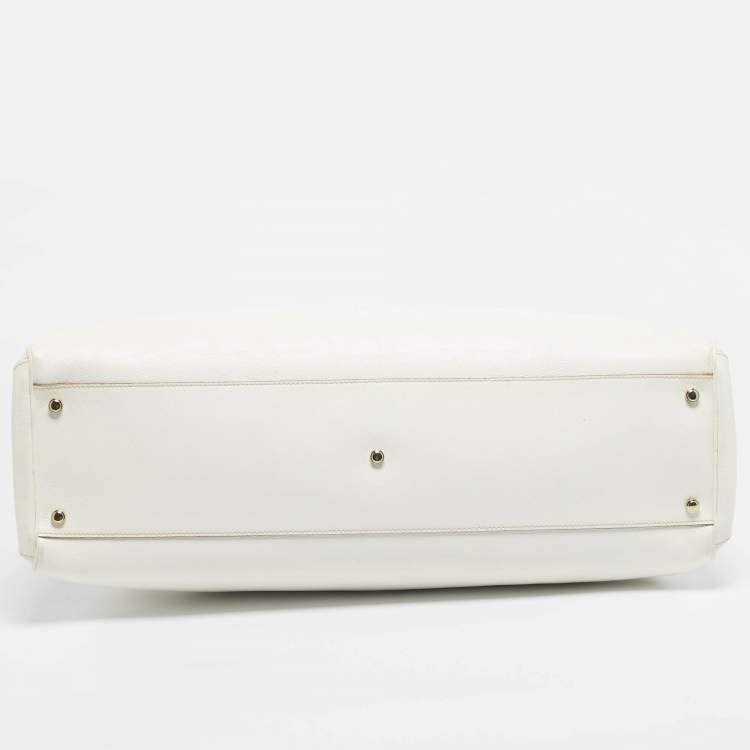 Pre Owned Cartier White Leather Large Marcello de Cartier Bag
