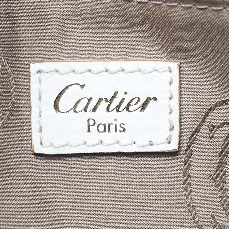 Pre Owned Cartier White Leather Large Marcello de Cartier Bag