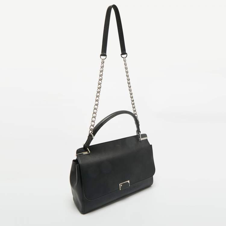 Pre Owned Cartier Black Leather Jeanne Toussaint Top Handle Bag