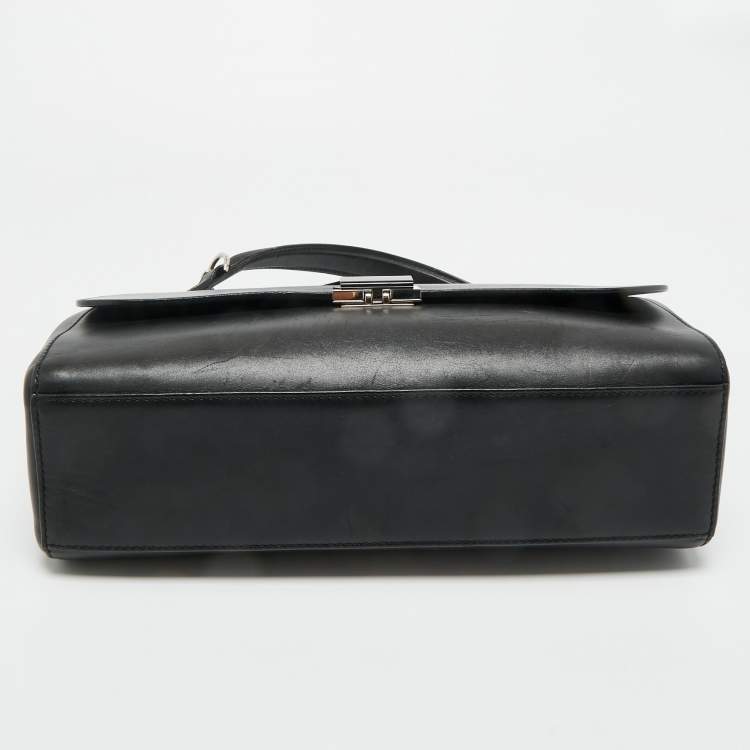 Pre Owned Cartier Black Leather Jeanne Toussaint Top Handle Bag