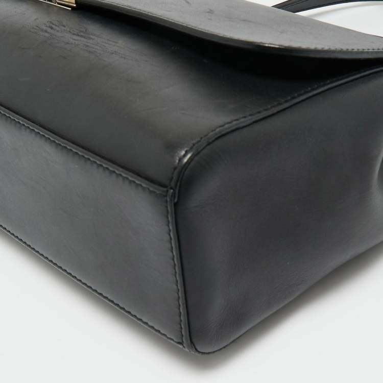 Pre Owned Cartier Black Leather Jeanne Toussaint Top Handle Bag