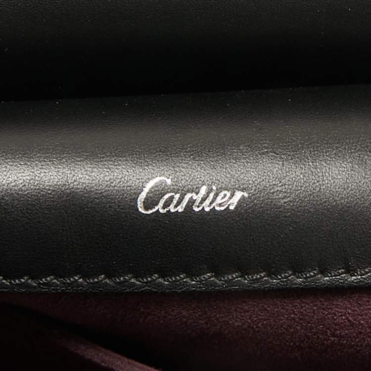 Pre Owned Cartier Black Leather Jeanne Toussaint Top Handle Bag