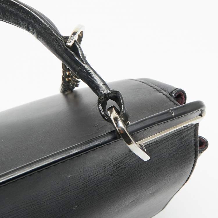 Pre Owned Cartier Black Leather Jeanne Toussaint Top Handle Bag
