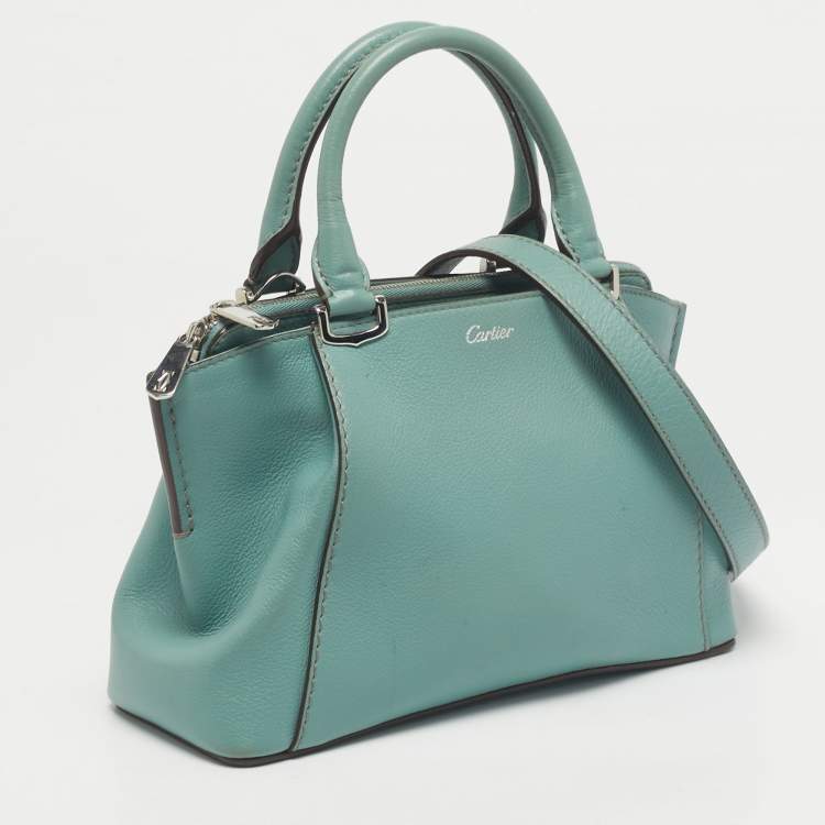 Pre Owned Cartier Green Leather Mini C de Cartier Bag