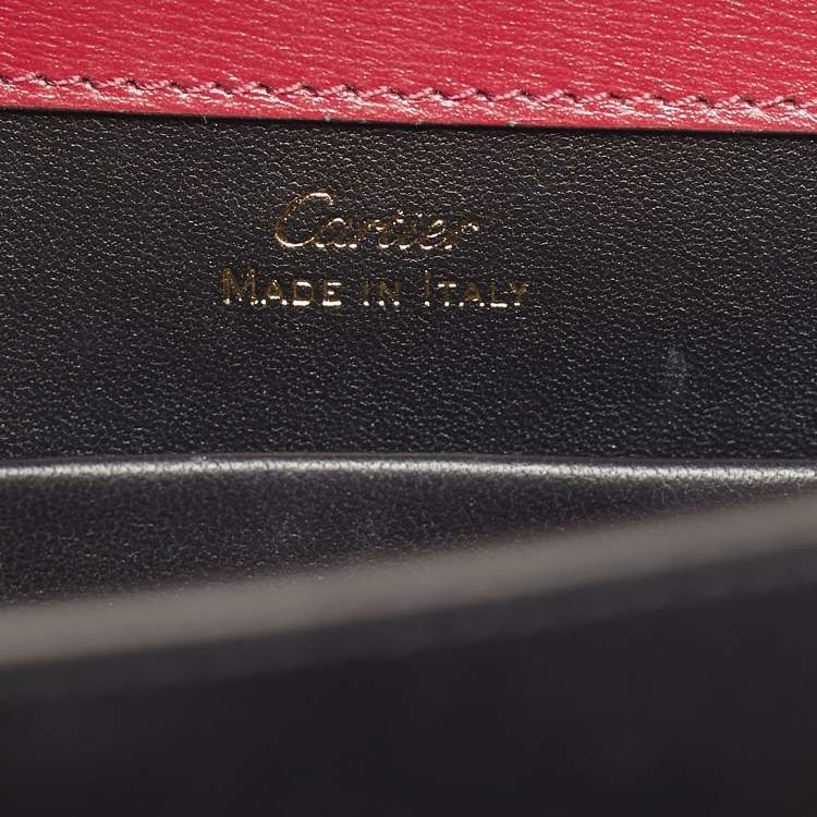 Pre Owned Cartier Burgundy Leather Small Panthere C De Cartier Top Handle Bag