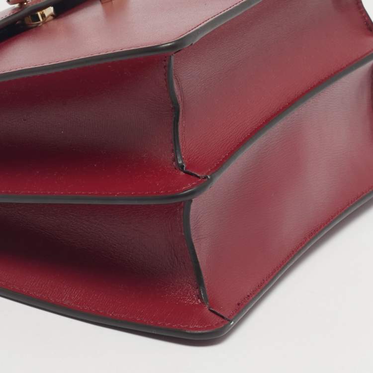 Pre Owned Cartier Burgundy Leather Small Panthere C De Cartier Top Handle Bag