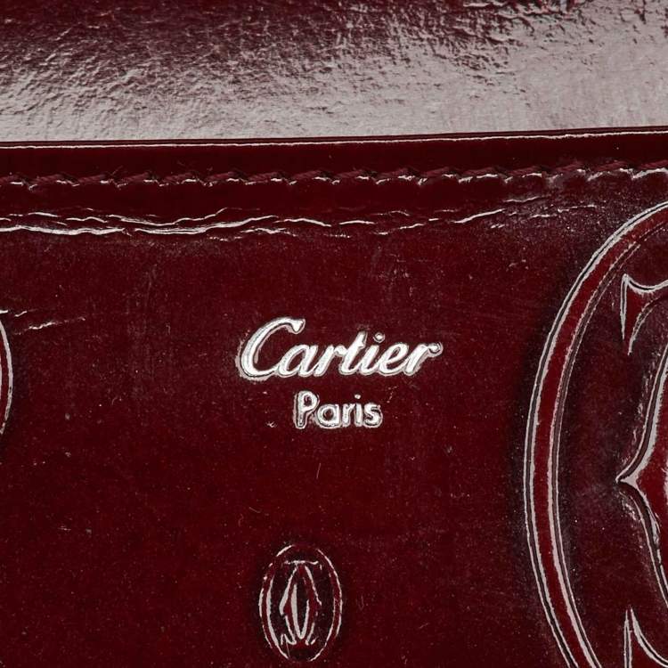 Pre Owned Cartier Burgundy Leather Happy Birthday Compact Wallet