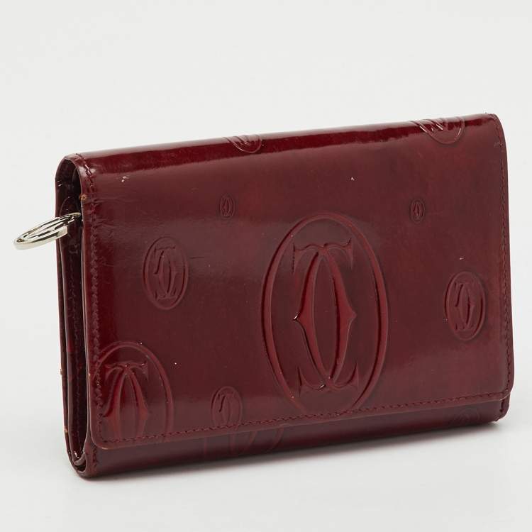 Pre Owned Cartier Burgundy Leather Happy Birthday Compact Wallet