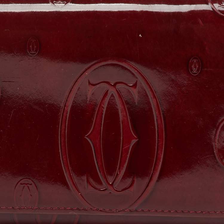Pre Owned Cartier Burgundy Leather Happy Birthday Compact Wallet