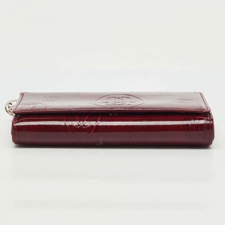 Pre Owned Cartier Burgundy Leather Happy Birthday Compact Wallet