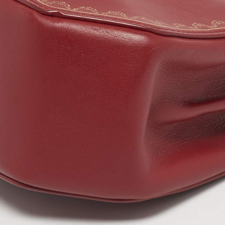 Pre Owned Cartier Red Leather Mini Guirlande de Cartier Top Handle Bag