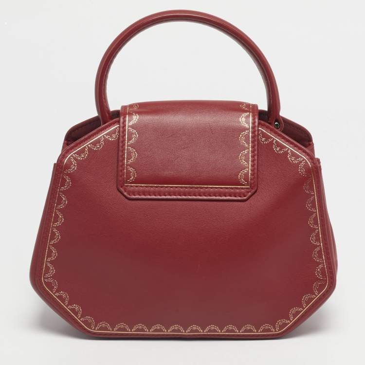 Pre Owned Cartier Red Leather Mini Guirlande de Cartier Top Handle Bag