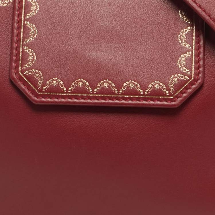 Pre Owned Cartier Red Leather Mini Guirlande de Cartier Top Handle Bag