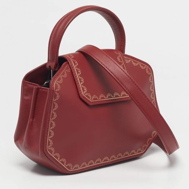 Pre Owned Cartier Red Leather Mini Guirlande de Cartier Top Handle Bag