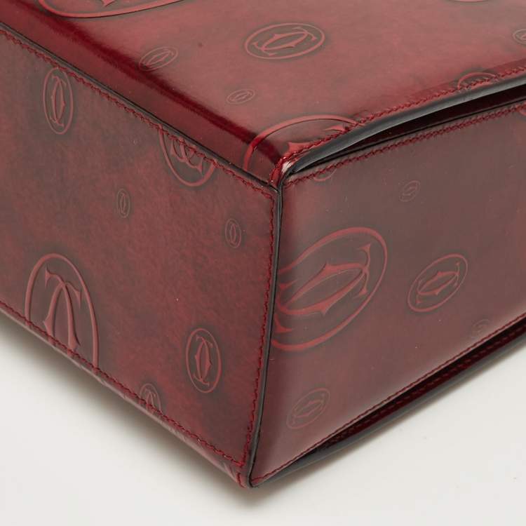 Pre Owned Cartier Red Patent Leather Happy Birthday Top Handle Bag