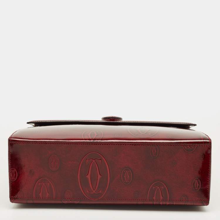 Pre Owned Cartier Red Patent Leather Happy Birthday Top Handle Bag