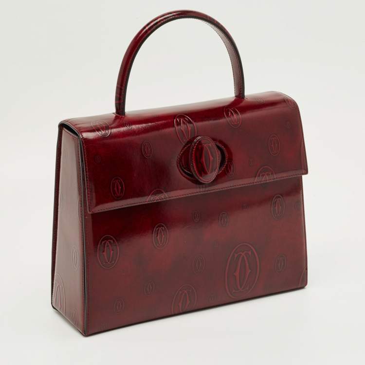 Pre Owned Cartier Red Patent Leather Happy Birthday Top Handle Bag