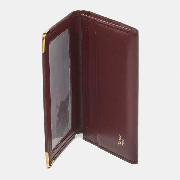 Pre Owned  Cartier Burgundy Leather Must de Cartier Business Card Holder