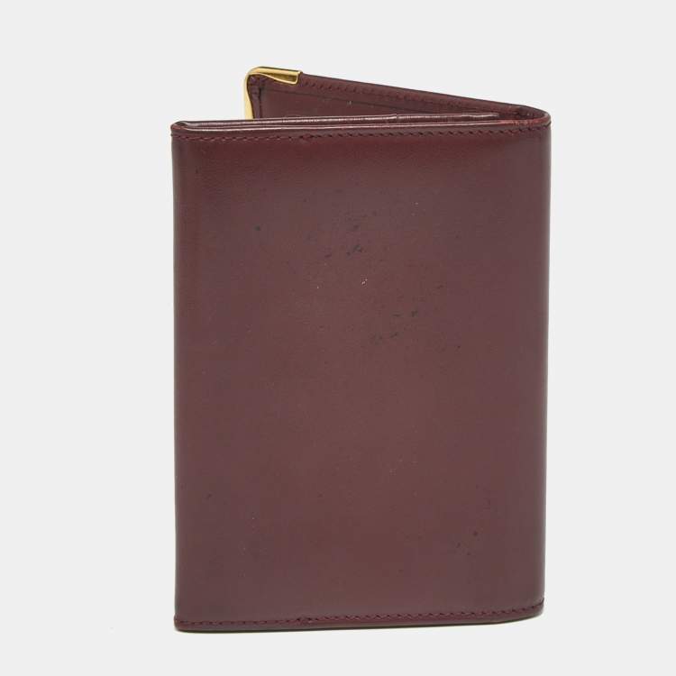 Pre Owned  Cartier Burgundy Leather Must de Cartier Business Card Holder