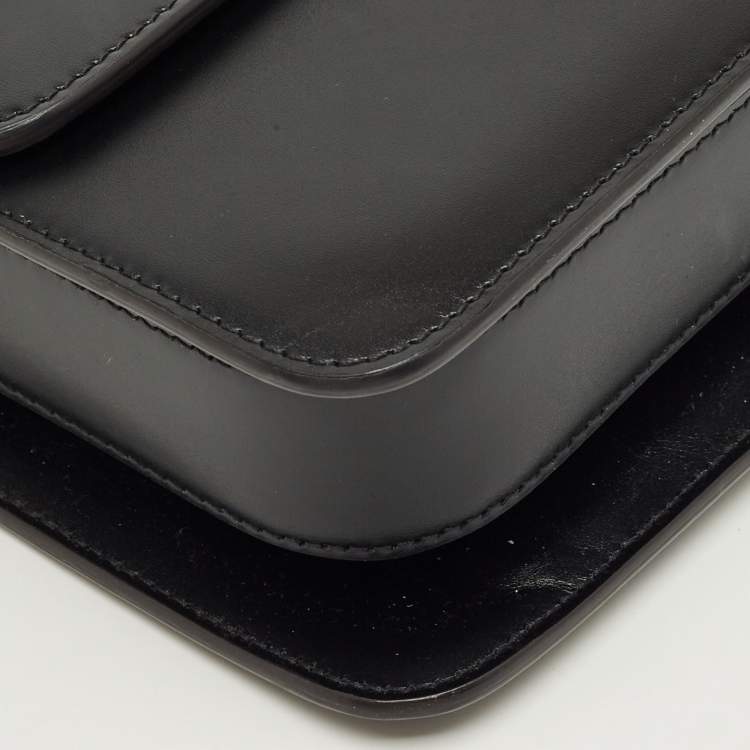 Pre Owned Cartier Black Leather Double C De Cartier Shoulder Bag