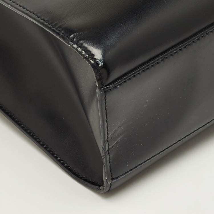 Pre Owned Cartier Black Glossy Leather Panthere Chain Tote