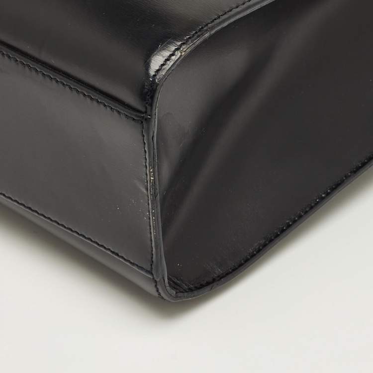 Pre Owned Cartier Black Glossy Leather Panthere Chain Tote