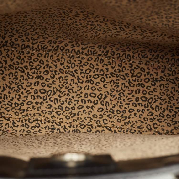 Pre Owned Cartier Black Glossy Leather Panthere Chain Tote