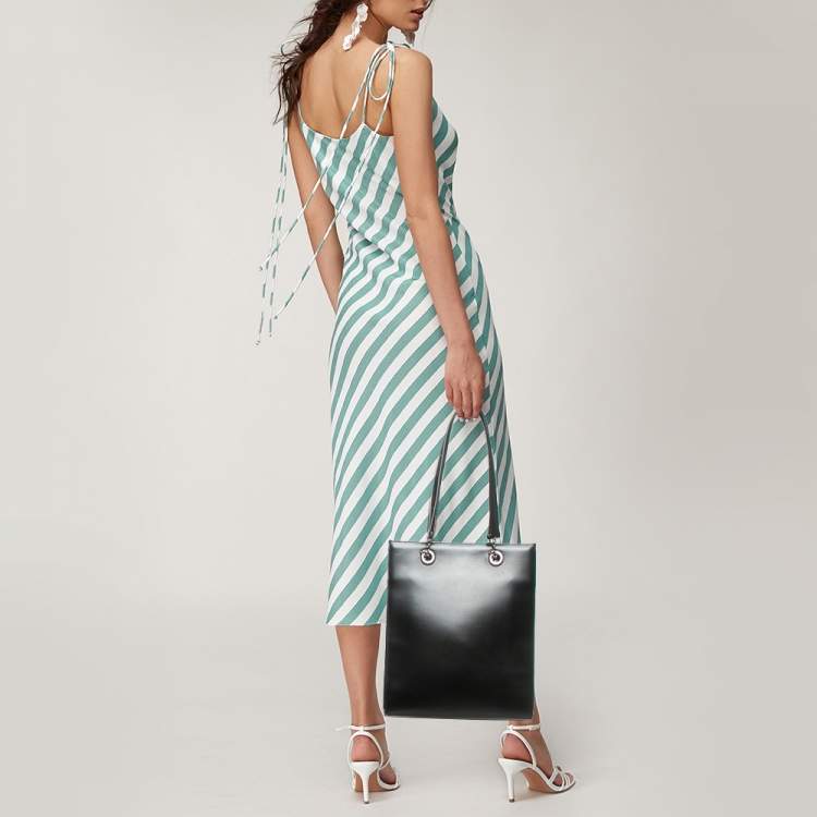 Pre Owned Cartier Black Glossy Leather Panthere Chain Tote