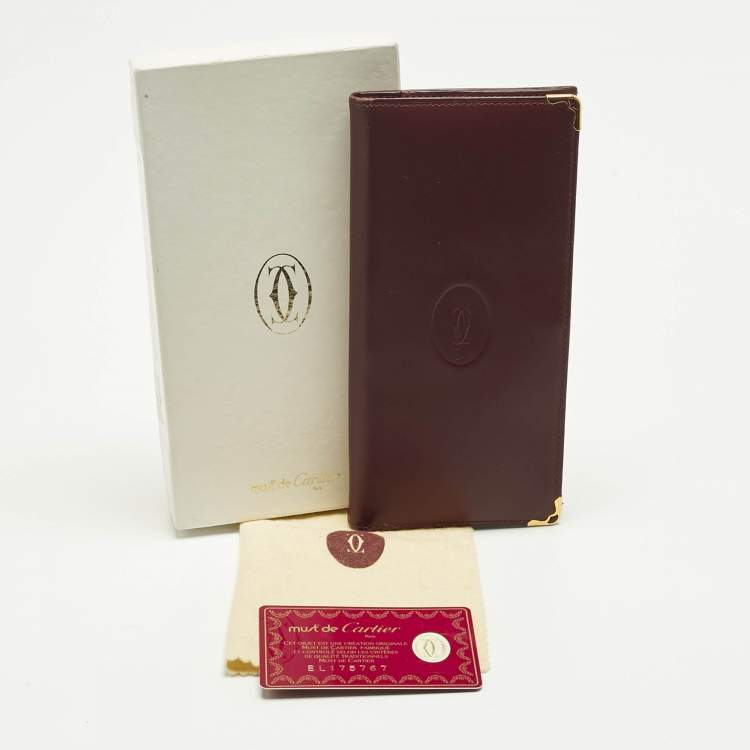 Pre Owned Cartier Burgundy Leather Must de Cartier Continental Wallet