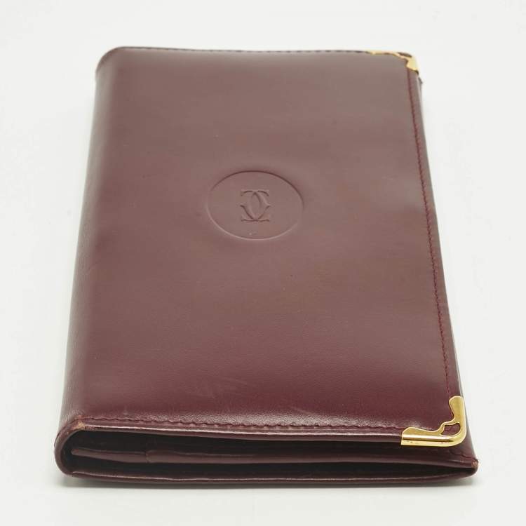 Pre Owned Cartier Burgundy Leather Must de Cartier Continental Wallet