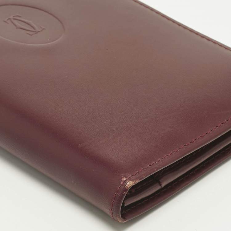 Pre Owned Cartier Burgundy Leather Must de Cartier Continental Wallet
