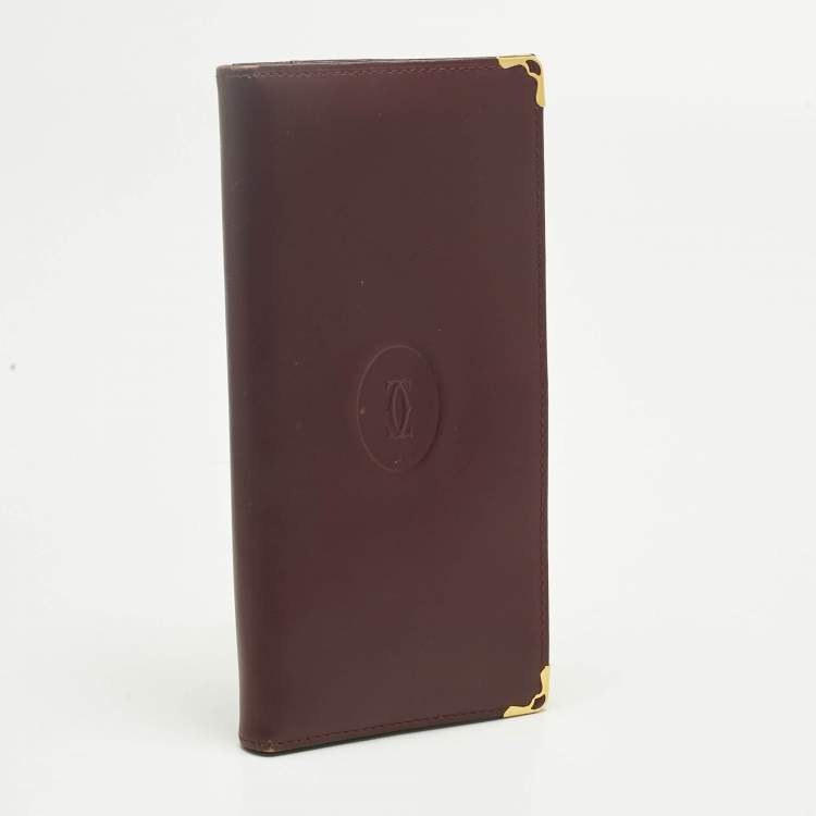 Pre Owned Cartier Burgundy Leather Must de Cartier Continental Wallet